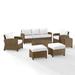 Birch Lane™ Lawson 7 Piece Rattan Sofa Seating Group w/ Cushions Synthetic Wicker/All - Weather Wicker/Wicker/Rattan in White/Brown | Outdoor Furniture | Wayfair