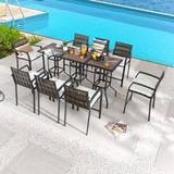 Wildon Home® Abriona Square 8 - Person 24.8" Long Bar Height Outdoor Dining Set w/ Cushions Metal in Black/Brown/Gray | 24.8 W x 24.8 D in | Wayfair