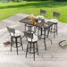 Red Barrel Studio® Square 4 - Person 24.8" Long Bar Height Outdoor Dining Set w/ Cushions Metal in Black/Brown/Gray | 24.8 W x 24.8 D in | Wayfair