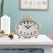 Ophelia & Co. Analog Quartz Tabletop Clock in Distressed Plastic/Acrylic/Metal in White | 6.3 H x 6.69 W x 2.09 D in | Wayfair
