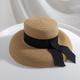 Sun Hat Straw Hat Seioum Summer Beach Straw Hat Women Boater Hat With Ribbon Tie For Vacation Holiday Audrey Hepburn Sun Hat-Khaki