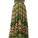 Ash & Eden Acacia Tiered Maxi Dress With Beaded Straps And Fringe Lace - Green