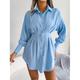 Robe chemise Robe unie Femme Mini robe Bouton Plein Air Vacances Vêtement de rue Maxi Col de Chemise manche longue Standard Blanche Bleu Vert Véronèse S M L XL