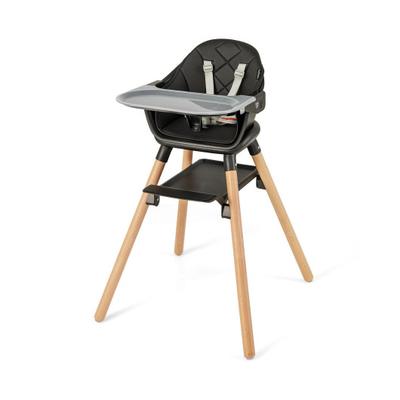 Costway 6 in 1 Convertible Highchair with Safety Harness and Removable Tray-Black