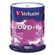 Verbatim 4.7GB up to16x Branded Recordable Disc DVD+R 100 Disc Spindle 95098