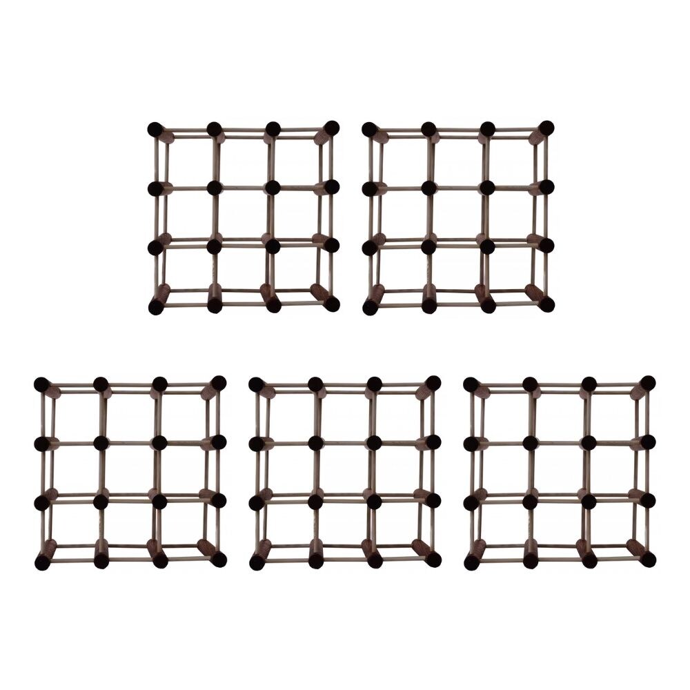 PROREGAL Modulares Weinregal VINOTECA MOD | HxBxT 36x36x24cm | 5x 9 Flaschen | Massives Kiefernholz | Braun geölt | Flaschenregal Image