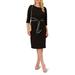 Tipped Three-quarter Sleeve Crepe Dress