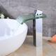 Chrom-Wasserfall-Armatur - Waschtischarmatur mit Glas - Einhebel-Mischbatterie für Waschbecken