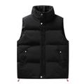 Men's Puffer Vest Padded Casual Daily Athleisure Fall Winter Classic Cotton Spandex Jersey Solid Color Zipper Standing Collar Black White Vest