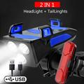 USB Rechargeable Bicycle Light Multi-function LED Bike Head Lamp Bike Horn Phone Holder Powerbank 4 in 1 Cycling Light 1PC
