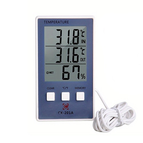 1 Stück genaues digitales Thermometer und Hygrometer mit LCD-Display und Sondensensor für die Temperatur- und Luftfeuchtigkeitsmessung im Innen- und Außenbereich Image
