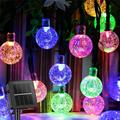 Outdoor Solar String Lights 10M 50LED Solar Powered String Lights Waterproof8 Modes Crystal Ball Lights Solar Fairy Patio Lights for Garden Lawn Porch Gazebo Bistro