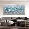 Hand painted Gold Silver Teal White Abstract Painting on Canvas Abstract Tulip Floral painting wall Art Textured Thick Painting for Living Room bedroom Home Wall Decor Woman Art Gift