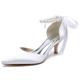 Women's Wedding Shoes Ladies Shoes Valentines Gifts White Shoes Strappy Heels Wedding Party Daily Wedding Heels Bridal Shoes Bridesmaid Shoes Imitation Pearl Ribbon Tie Low Heel Pointed Toe Elegant