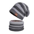 2pcs/set Women Winter Beanie Knitted Scarf Hat Set Windproof Winter Warmer Cap for Outdoor Cycling Skiing