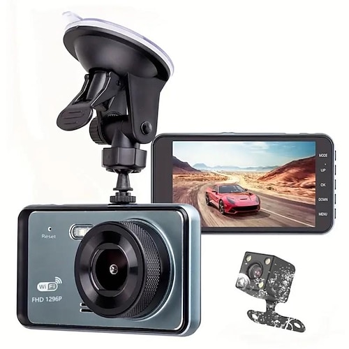 Dash cam da 4 pollici 1080p videocamera per auto dvr touch screen videoregistratore a doppia lente registrazione ciclica video registratore di guida wifi