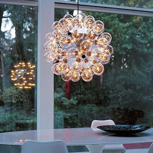 Lampadari a sospensione e plafoniere a sfera in acciaio inossidabile, lampade a sospensione a globo 50/60/80 cm e26 / e27 con sfera di vetro trasparente, lampada a sospensione moderna industriel per soggiorno camera da letto 110-240v