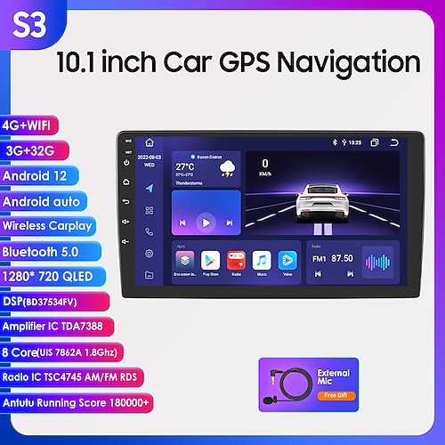 Android 12 2 din per autoradio universale lettore multimediale navigazione gps car audio unità di testa stereo altoparlanti da 10.1 pollici wifi