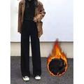 pantaloni a gamba larga da donna pantaloni in pile larghi a lunghezza intera microelastici a vita alta moda streetwear outdoor nero beige m l autunno inverno