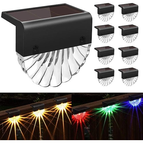 2/4/8pcs luce solare per esterni luce solare impermeabile passo luce recinzione esterna luce per cortile scale porta giardino paesaggio decorazione bianco caldo / illuminazione rgb