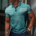 Per uomo POLO Polo a nido d'ape Polo con risvolto Polo con bottoni Camicia da golf Golf A strisce A quadri Stampe astratte Geometria Collo ripiegabile Blu-verde Blu Marrone Verde Esterno Strada