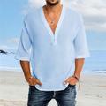 Per uomo Camicia Camicia in cotone e lino Camicia bianca di cotone Camicia Estiva Camicia casual Camicia da Spiaggia Semplice Vacanza Casuale Bianco Rosa Blu Manica Corta Scollo a V Primavera Estate