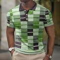 Per uomo POLO Polo a nido d'ape Polo con risvolto Polo con bottoni Camicia da golf Golf A strisce A quadri Stampe astratte Geometria Collo ripiegabile Giallo Blu Verde Cachi Grigio Esterno Strada