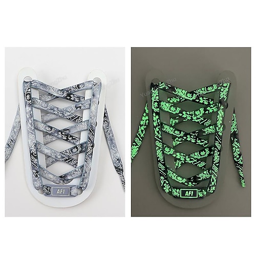 lacci con motivo fosforescente per Air Force 1: lacci piatti luminosi per Halloween, Natale, feste e personalizzazione streetwear