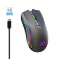 Mouse wireless 2.4g luce rgb ricaricabile 4800 dpi regolabile USB plug and play mouse ottico gioco home office nero/bianco