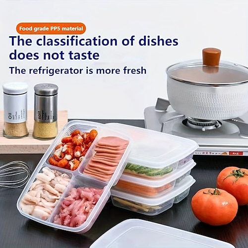 2 pezzi scatola di immagazzinaggio per frigorifero quattro sezioni divise per alimenti frutta e verdura scatola sigillata per alimenti scatola per alimenti a base di carne scatola congelata cipolla