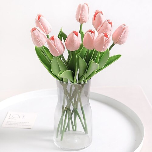 10 Pz Fiore di Tulipano Artificiale Decorazione Simulazione Fiore Decorazione per la casa Camera da letto Soggiorno Tavolo da Pranzo Bouquette di fiori secchi Foto Prop Regalo di Natale