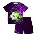 Da ragazzo 3D Calcio T-shirt e pantaloncini Completo Manica corta Estate Primavera Sportivo Di tendenza Fantastico Poliestere Bambino 3-13 anni Esterno Strada Sport Standard