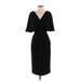 Dress the Population Cocktail Dress - Sheath V-Neck 3/4 sleeves: Black Solid Dresses - New - Women's Size Small