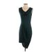 BCBGMAXAZRIA Casual Dress - Sheath: Teal Solid Dresses - Women's Size Small