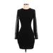 Express Cocktail Dress - Bodycon Crew Neck Long sleeves: Black Solid Dresses - Women's Size 2