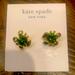 Kate Spade Jewelry | New On Card, Kate Spade Gold Tone , Green Crystal , Forest Nouveau Stud Earrings | Color: Gold/Green | Size: 2/3”
