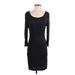 Forever 21 Casual Dress - Sheath Scoop Neck 3/4 sleeves: Black Solid Dresses - Women's Size Small