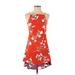 Ann Taylor Casual Dress - Mini Square Sleeveless: Orange Print Dresses - Women's Size 0 Petite