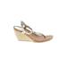 Lauren by Ralph Lauren Wedges: Tan Print Shoes - Women's Size 8 - Open Toe