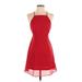 Lulus Cocktail Dress - A-Line Halter Sleeveless: Red Print Dresses - Women's Size Small