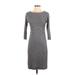 Calvin Klein Casual Dress - Sheath Crew Neck 3/4 sleeves: Gray Solid Dresses - Women's Size Small