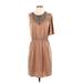 BCBGMAXAZRIA Cocktail Dress - Shift: Tan Solid Dresses - Women's Size Small