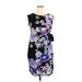 Debenhams Casual Dress - Mini Crew Neck Sleeveless: Purple Floral Dresses - Women's Size 14