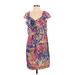 Calvin Klein Casual Dress - Wrap: Purple Floral Motif Dresses - Women's Size 4
