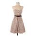 City Studio Casual Dress: Tan Floral Dresses - Women's Size 5
