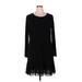 MICHAEL Michael Kors Casual Dress - Mini Crew Neck Long sleeves: Black Solid Dresses - Women's Size X-Large