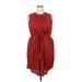 Market and Spruce Casual Dress - Shirtdress: Burgundy Dresses - Women's Size 2X-Large