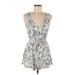 Divided by H&M Romper V-Neck Sleeveless: White Floral Rompers - Women's Size 8