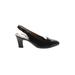 Salvatore Ferragamo Heels: Slingback Chunky Heel Work Black Solid Shoes - Women's Size 5 1/2 - Almond Toe