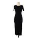 Forever 21 Casual Dress - Sheath Crew Neck Short sleeves: Black Solid Dresses - Women's Size Large